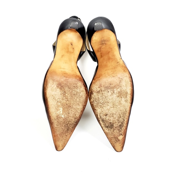 Manolo Blahnik Black Leather Slingback Heels - Picture 6 of 8